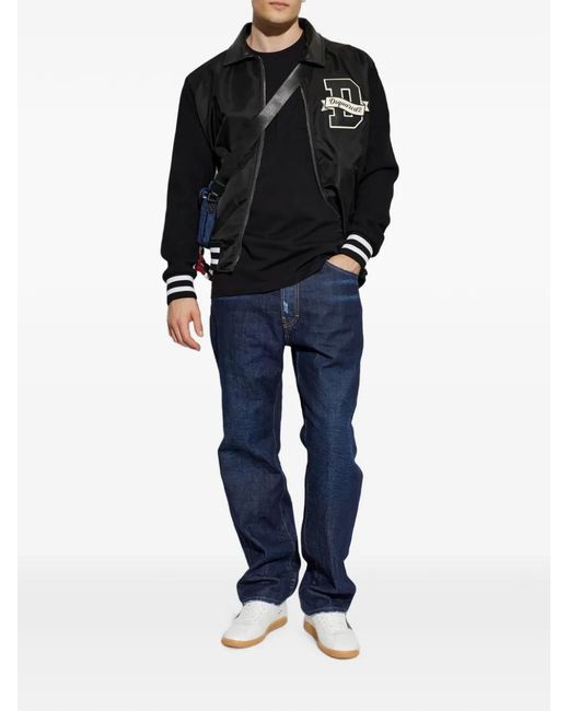 DSquared² Black Logo-Patch Panelled Bomber Jacket for men