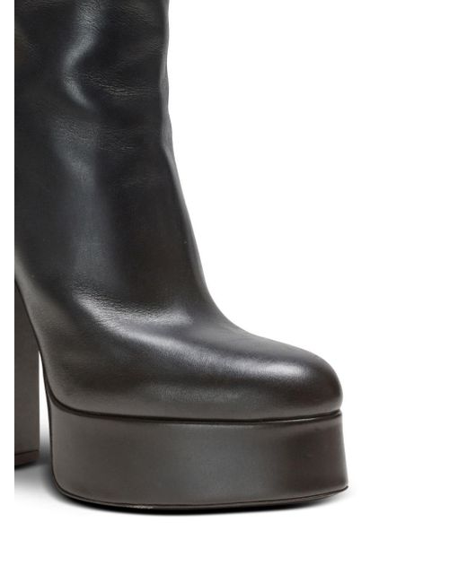 Balmain Black Brune 135mm Knee-high Leather Boots