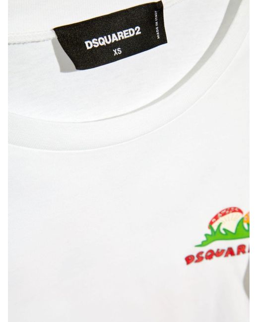 T-shirt en coton à imprimé graphique DSquared² en coloris White