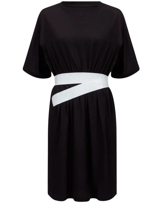 MM6 by Maison Margiela Black Cotton T-Shirt Dress With Belt