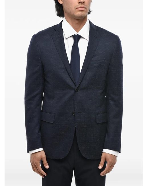 Corneliani Blue Single-Breasted Wool Blazer for men