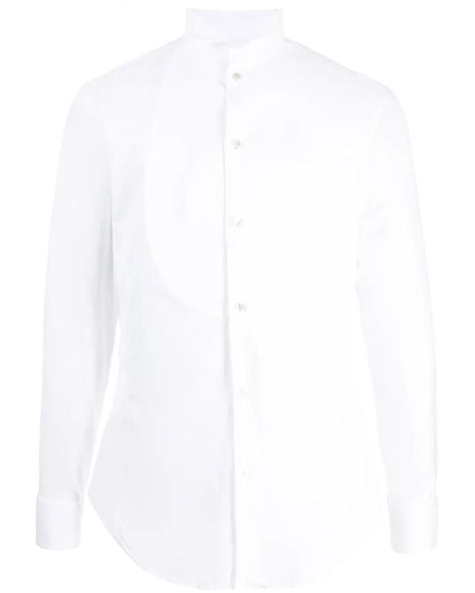 Giorgio Armani White Long-Sleeved Cotton Shirt for men