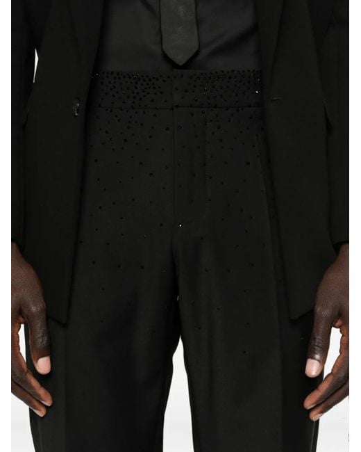 Patrizia Pepe Black Rhinestone-Embellished Trousers for men