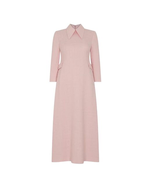 Jane Pink Taylor Polo-Collar Midi Dress