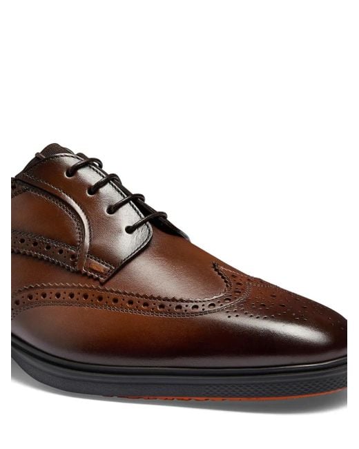 Santoni Brown Easy Brogues for men