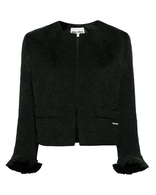 Giacca Corta A Fiori di Miu Miu in Black
