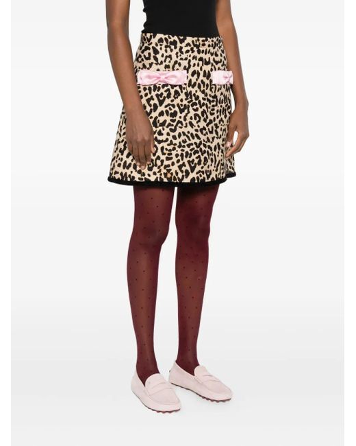 Valentino Garavani Black Animalier Bow-Detail Mini Skirt