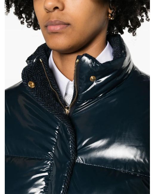 Thom Browne Blue Herringbone Reversible Down Jacket