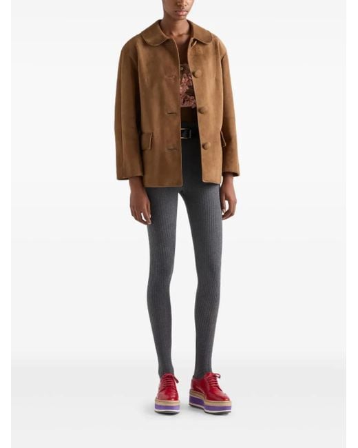 Prada Brown Suede Collared Jacket