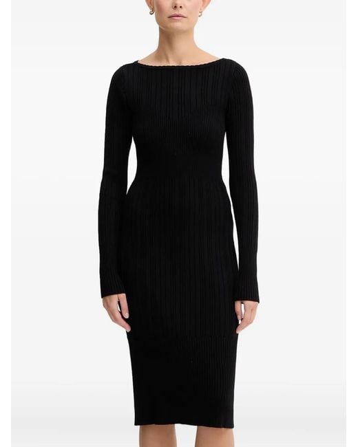 Twinset Black Logo-Plaque Ribbed Dress