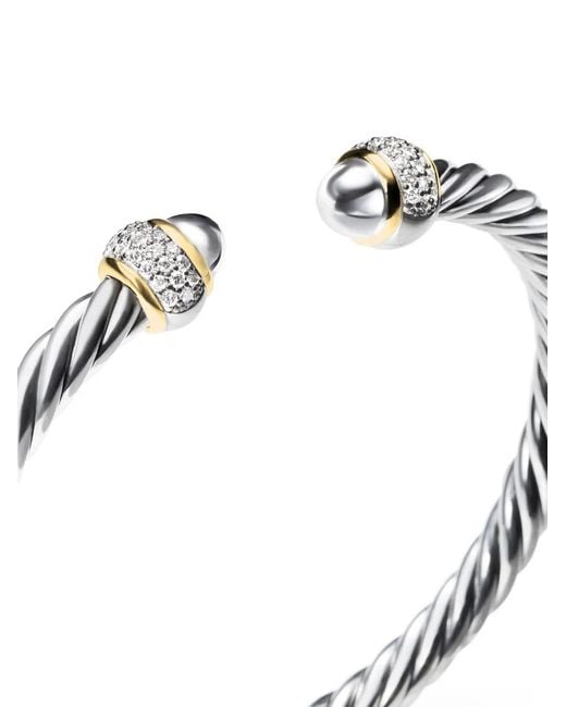 David Yurman White 18Kt And Sterling Cable Diamond Bracelet (5Mm)