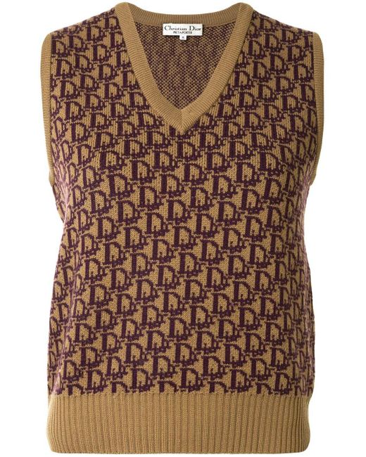Dior Brown Trotter Pattern Knitted Vest