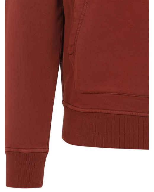 Stone Island Red Logo-Detail Hoodie for men