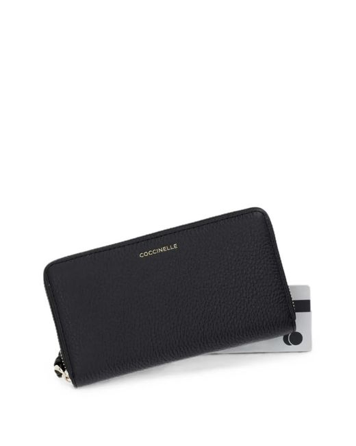 Coccinelle Black Grained-Leather Zip-Around Wallet