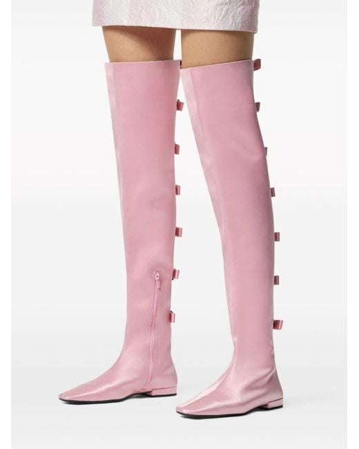 Stivali Gianni Ribbon sopra il ginocchio di Versace in Pink