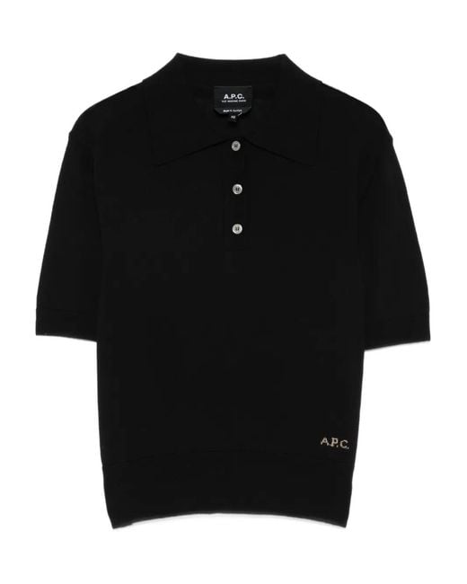 A.P.C. Black Cotton Polo Shirt With Jacquard Logo