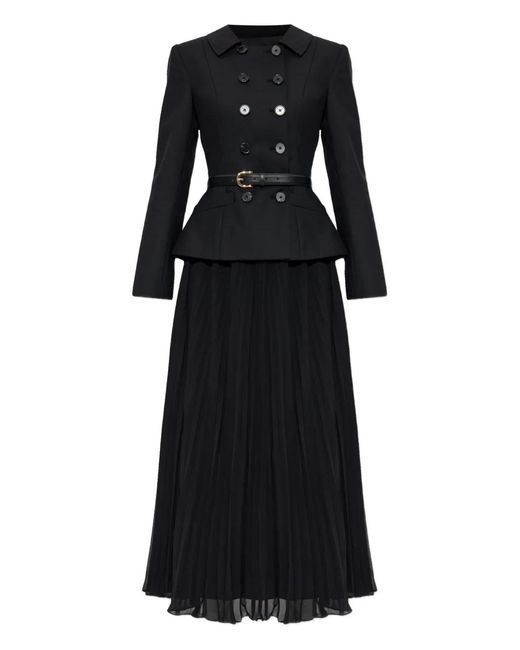 Self-Portrait Black Belted Double-Breasted Midi Dress
