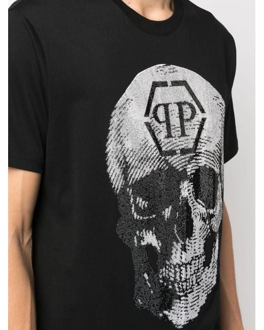 Philipp Plein Black Ss Skull Print T-Shirt for men