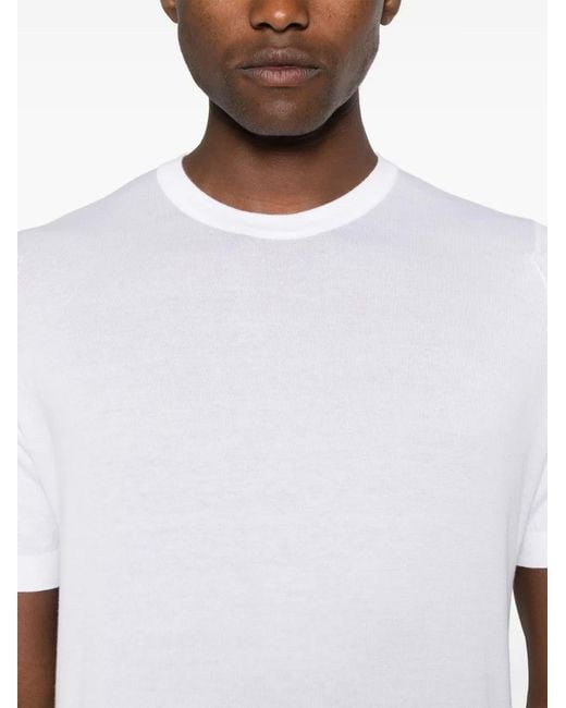 John Smedley White Kempton Knitted Cotton T-Shirt for men