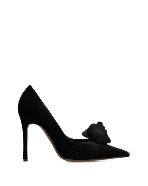 Roberto Festa Black Rose-Detail Pointed-Toe Pumps