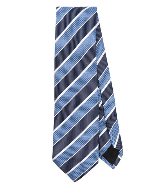 Cravate en soie à rayures Boss pour homme en coloris Blue