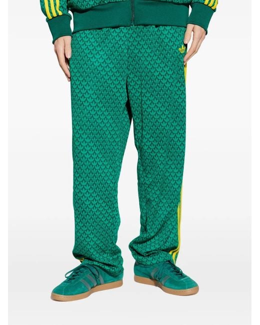 Adidas Green Patterned Track Pants for men