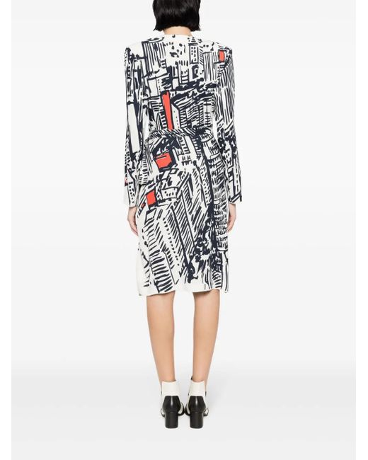 Gloria Coelho White Abstract-Print Wrap Dress
