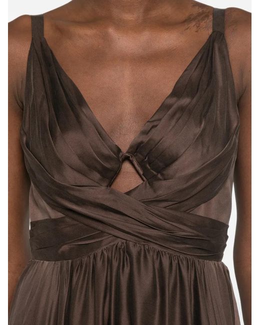 Zimmermann Brown Ruched Cut-Out Maxi Dress