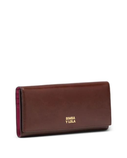 Bimba Y Lola Brown Dark Tan Leather Continental Wallet