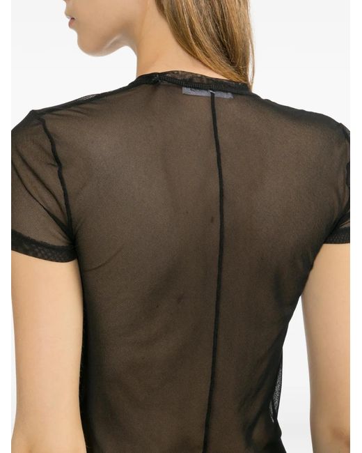 Helmut Lang Black See-Through Short-Sleeve Top