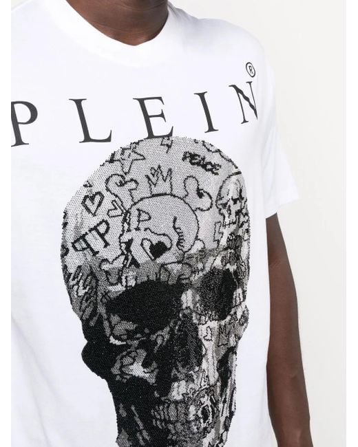 Philipp Plein White Skull-Print Short-Sleeve T-Shirt for men