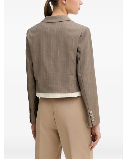 Sisley Natural Pinstripe-Pattern Cropped Blazer