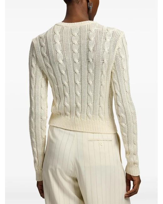 Ralph Lauren White Cable-Knit Buttoned Cardigan