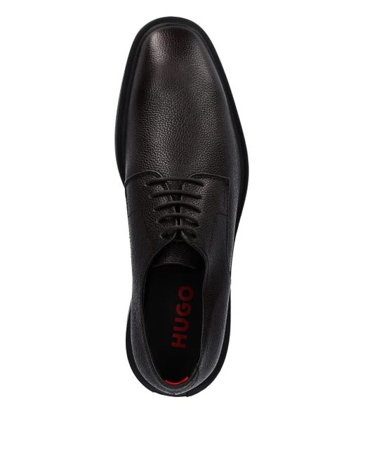 HUGO Gryff Leren Veterschoenen Met Textuur in het Black voor heren