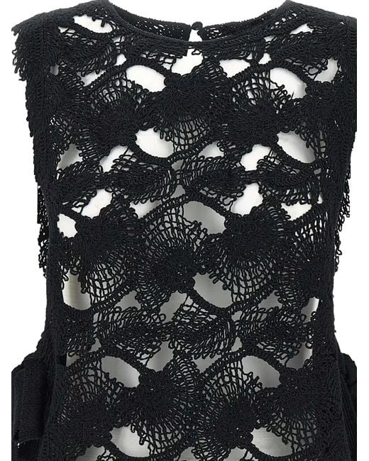Kangra Black Crochet-Knit Top