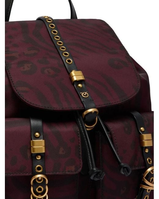 Pinko Purple Patterned-Flap Backpack