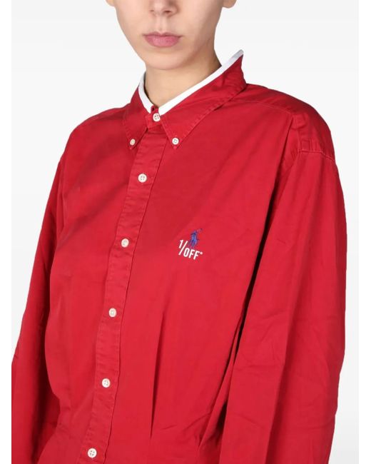 1/OFF Red Buttoned Pleated Shirt