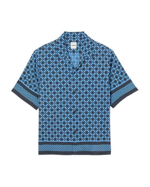 メンズ Sandro スクエアプリント シャツ Blue
