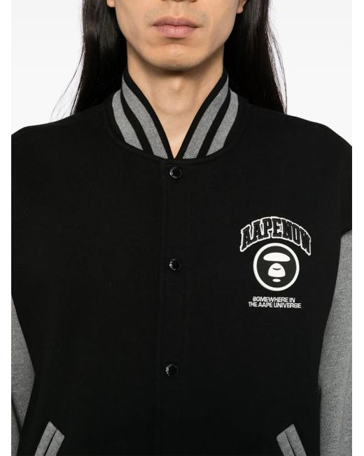 Aape By A Bathing Ape Black Logo Baseball Jacket for men