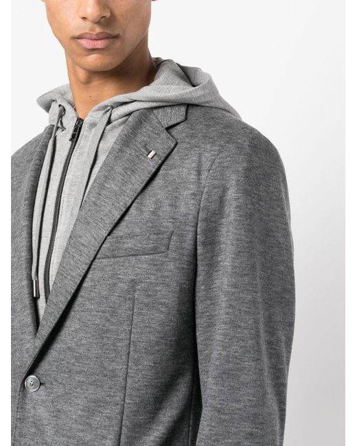 BOSS by HUGO BOSS Layered Hooded Blazer in Gray for Men Lyst