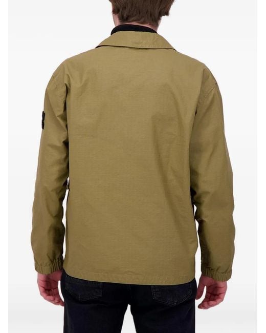 Stone Island Green 1200018 Double-Coated Cotton Ripstop Overshirt for men