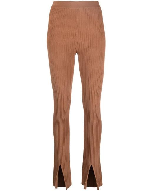 Nanushka Brown Front-Slit Leggings