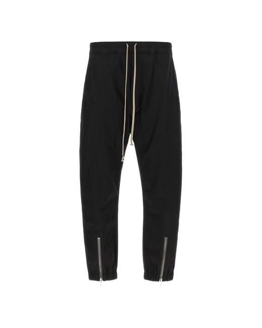 Rick Owens Black Tecuatl Drawstring-Waist Zip-Detail Track Pants for men