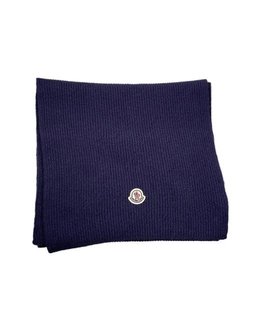 メンズ Moncler Ribbed Logo Scarf Blue