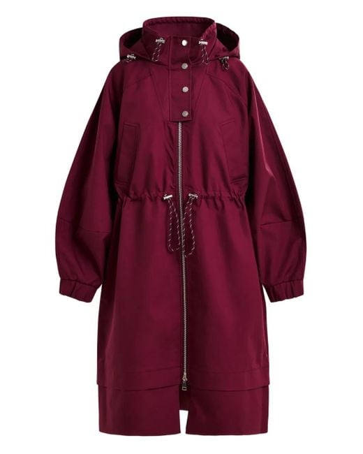 Essentiel Antwerp Red Balloon-Sleeve Drawstring Raincoat