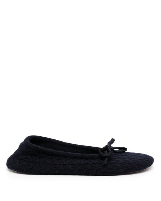 N.Peal Cashmere Black Knitted Cashmere Slippers