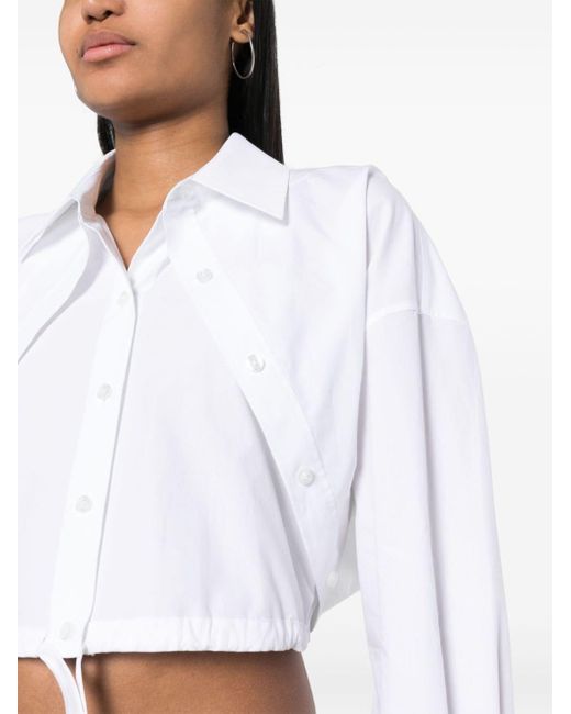 Alexander Wang White Layered-effect Cropped Cotton Shirt