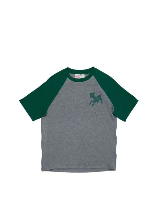 Oscar Ouyang Green T-Shirt Imprimé À Manches Raglan for men