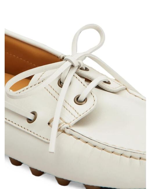Tod's White Gommino Lace-Up Loafers for men