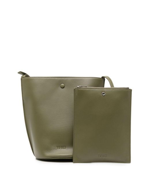 Yu Mei Green Phoebe Leather Bucket Bag